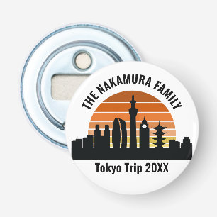 Tokyo Japan Sunset Gepersonaliseerde Vakantie Button Flesopener