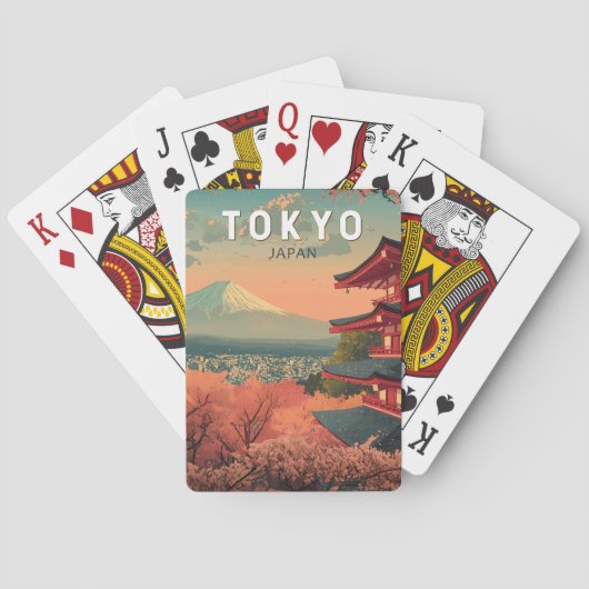 Tokyo Japan Travel Art Vintage Pokerkaarten (Achterkant)
