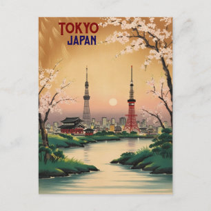 Tokyo Japan Waterverf Reizen Briefkaart