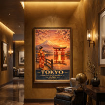 Tokyo Japon Impression de voyage rétro | Art mural
