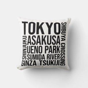 Tokyo Landmarks Typografie - Japan Word Art Kussen