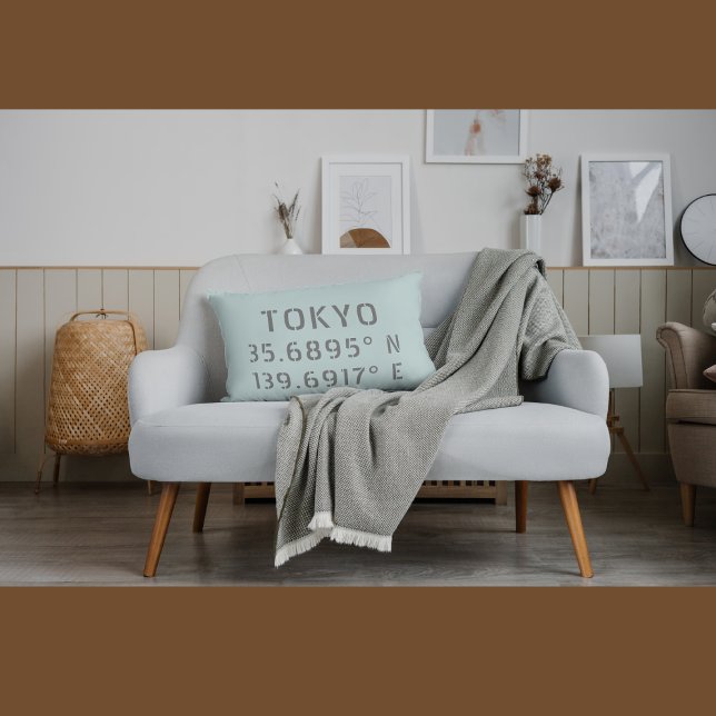 Tokyo Latitude Longitude Sierkussen Kussen ( Lumbar Pillow 13" x 21")