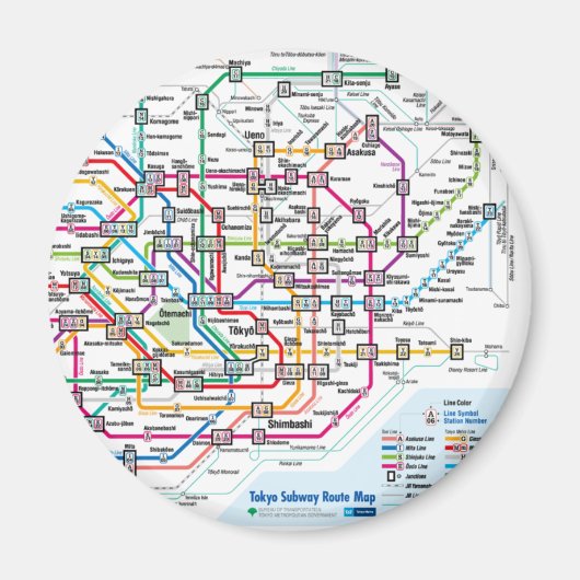 Tokyo metrokaart Koelkast Magnet Magneet (Voorkant)