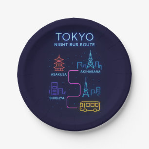 Tokyo Nachtbusroute Neon Kunst – Japan Reizen Papieren Bordje