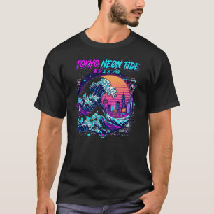 Tokyo Neon Getijden T-shirt Retro Synthwave Golf G