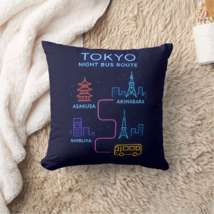 Tokyo Neon Night Coussin de Jet Voyage Japon Mai