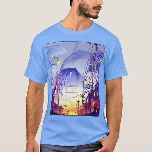Tokyo Night Anime Fantasy Asian City Japan Art Har T-shirt
