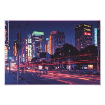 Tokyo Night Neon Retro Vaporwave Poster