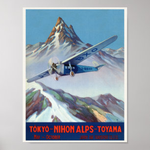 Tokyo - Nihon Alps - Toyama Japon Affiche Vintage