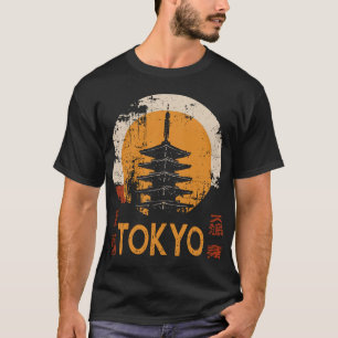 Tokyo Pagoda Tempel Zonsondergang Silhouet T-shirt