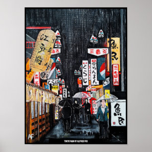 Tokyo Rain Painting beroemd gemaakt door Alfred Fo Poster