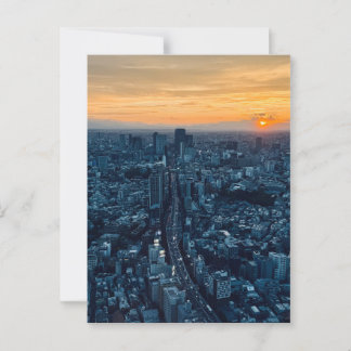 Tokyo Skyline bei Sonnenuntergang Urban City Briefkaart
