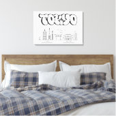 Tokyo Skyline Urban Graffiti Stretched Canvas Art (Insitu (Slaapkamer))