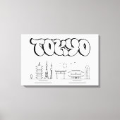 Tokyo Skyline Urban Graffiti Stretched Canvas Art (Voorkant)