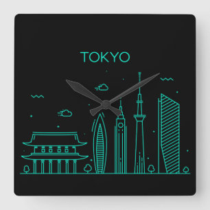 Tokyo skyline vierkante klok