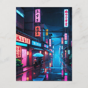 Tokyo Street 's nachts LoFi Art Briefkaart
