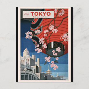 Tokyo Tour, vintage travelage poster Briefkaart