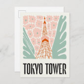 Tokyo Tower Japan abstracte reizen bloemsierkunst Briefkaart (Voorkant / Achterkant)