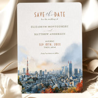 Tokyo Waterverf Skyline Save-the-Date