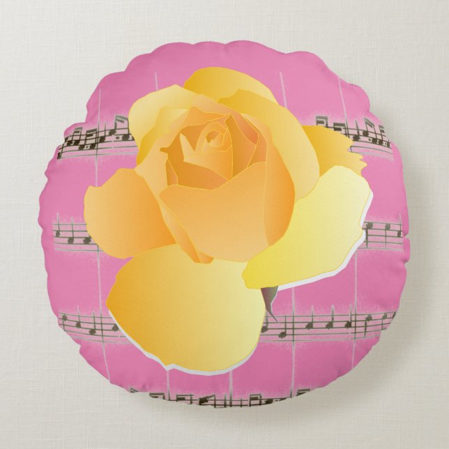 Tôle Vintage rose jaune Coussin rond (Devant)
