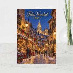 Toledo Calle Medieval Prettig Kerstfeest Feestdagen Kaart