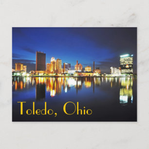Toledo, Ohio bij de schemering Briefkaart