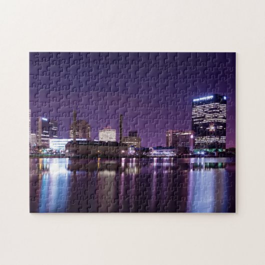 Toledo Ohio City Skyline bij nacht Legpuzzel (Horizontaal)