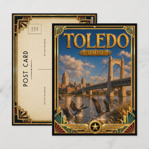 Toledo Ohio Vintage Art Deco Gouden Tijdperk Briefkaart