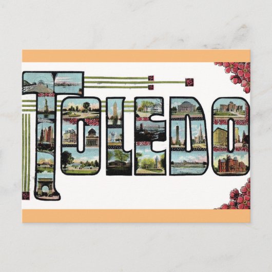 Toledo Ohio Vintage Travel Briefkaart (Voorkant)