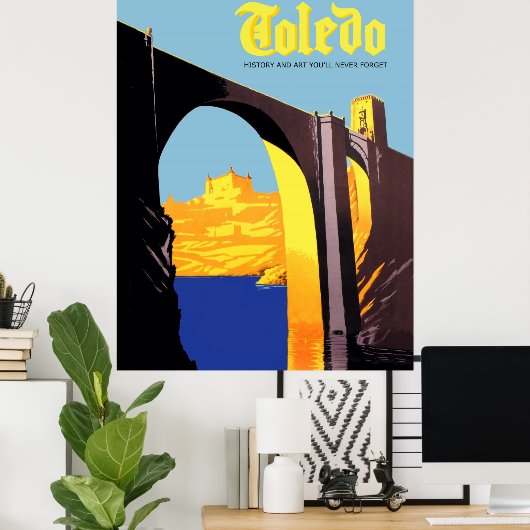 Toledo, Spanje. Brug over het Middellandse-zee Poster (Thuiskantoor)
