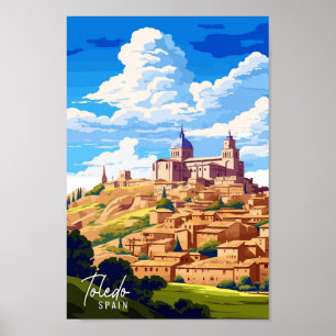 Toledo Spanje Kunst vintage reisillustratie Poster