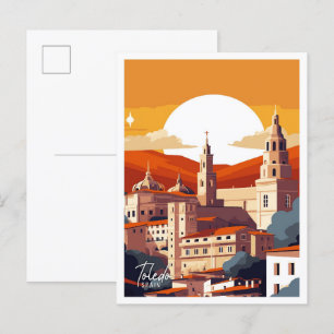 Toledo Spanje vintage reisillustratie Briefkaart