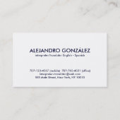 tolk/vertaler Engels - Spaans Masculine Visitekaartje (Achterkant)
