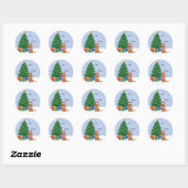 Toller en kerstboom ronde sticker (Vel)