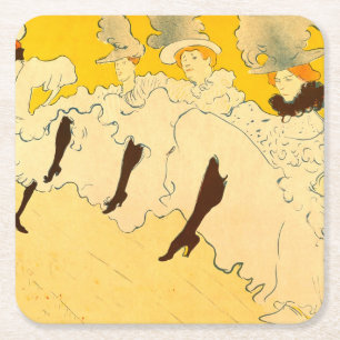 Tolouse Lautrec Dancing Girls Yellow Vierkante Kartonnen Onderzetter