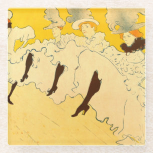 Tolouse-Lautrec Dansende Meisjes Gele Poster Kunst Glazen Onderzetter