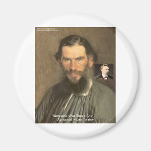 Tolstoy "Nietzsche = Stupid" Quote Gifts T - shirt Magneet