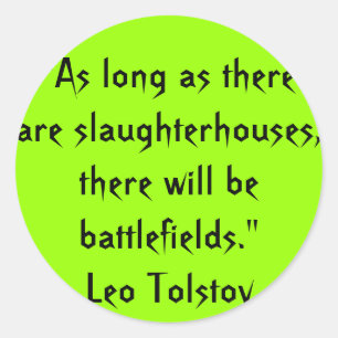 Tolstoy Vegetarian Quote Ronde Sticker