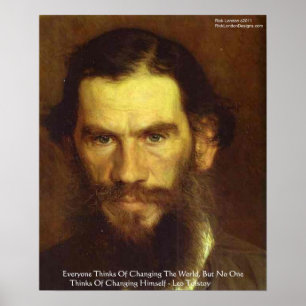 Tolstoy "Verander jezelf" Wijsheid Quote Poster