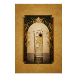 Tom Collins Art Deco Poster   Bar Kunst Perfect Poster