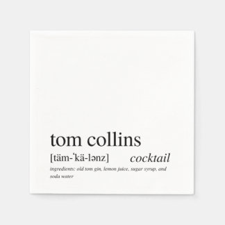 Tom Collins Modern Quote Black Typografie Cocktail Servet