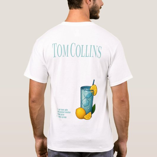 Tom Collins T-Shirt – Classic Gin Cocktail (Achterkant)