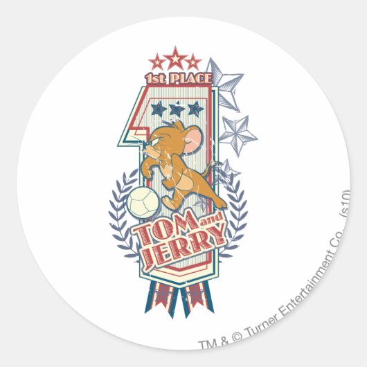 Tom en Jerry 1st Place 2 Ronde Sticker (Voorkant)