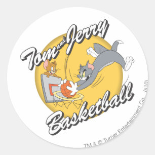 Tom en Jerry Basketball 2 Ronde Sticker