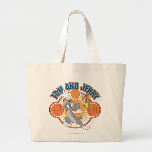 Tom en Jerry Basketball 4 Grote Tote Bag (Voorkant)