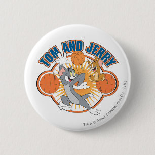 Tom en Jerry Basketball 4 Ronde Button 5,7 Cm