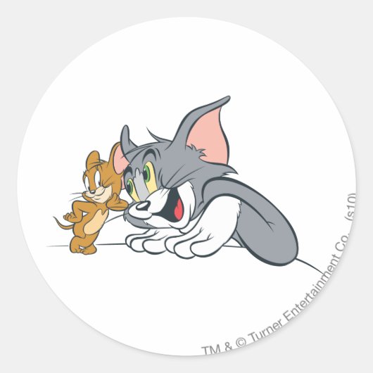 Tom en Jerry Best Buds Ronde Sticker (Voorkant)