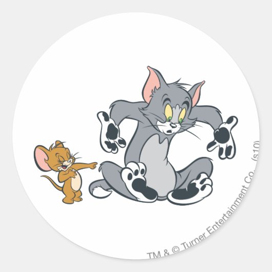 Tom en Jerry Black Paw Cat Ronde Sticker (Voorkant)