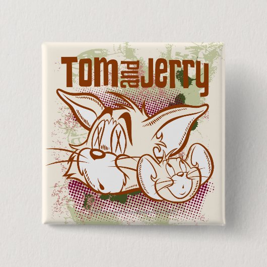 Tom en Jerry Brown en Green Vierkante Button 5,1 Cm (Voorkant)