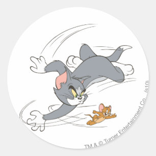 Tom en Jerry Chase Draaien Ronde Sticker